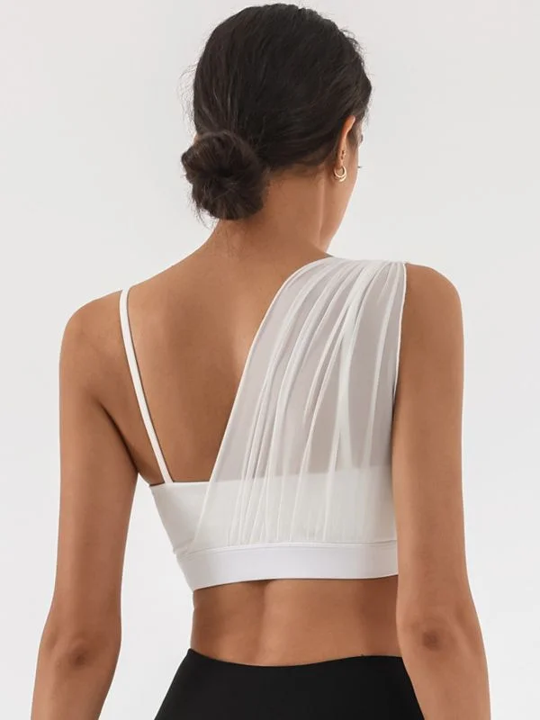 ZASUWA Female Mesh Splicing Sexy Beauty Back Yoga Sports Bras Sleek Women's Metallic