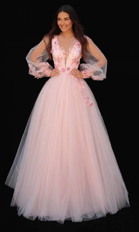 Tarik Ediz - 51033 Sheer Lace Applique Gown Business