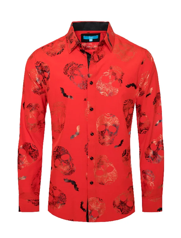 Red Skull  Printed Design Stretch  Shirt 4403 Hip Women's Urban