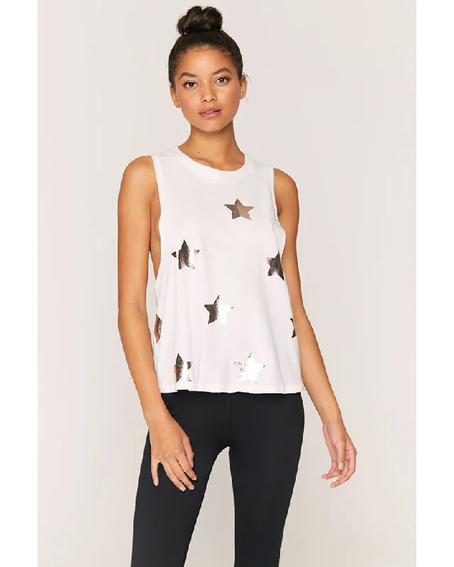 Spiritual Gangster Surplice Back Swing Tank - Womens - Rose Gold Star Print Confident Women's High - fashion Spiritual Gangster Surplice Back Swing Tank - Womens - Rose Gold Star Print Confident Women's High - fashion