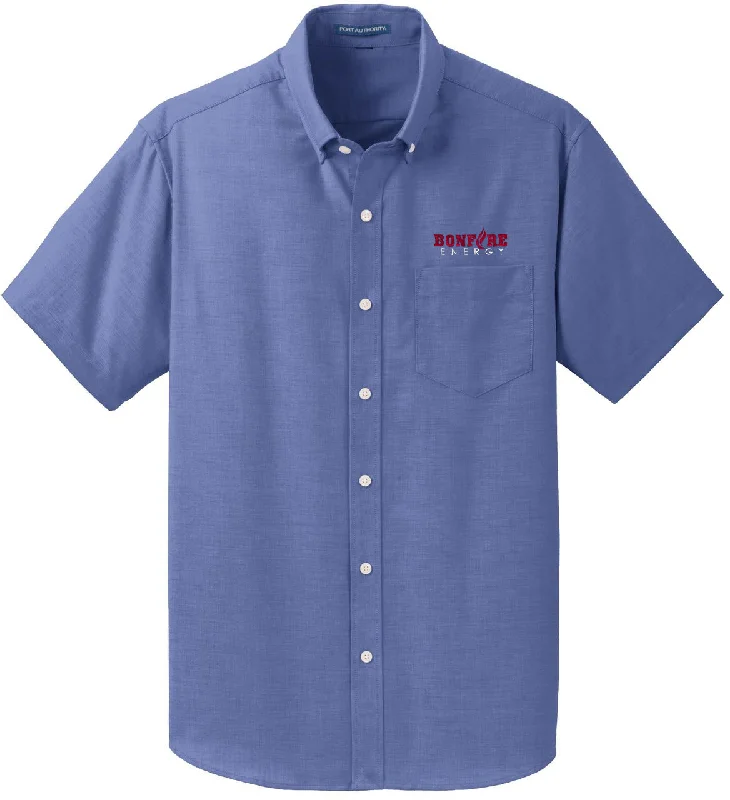 Port Authority Short Sleeve SuperPro Oxford Shirt Cozy Women's Sherpa - lined