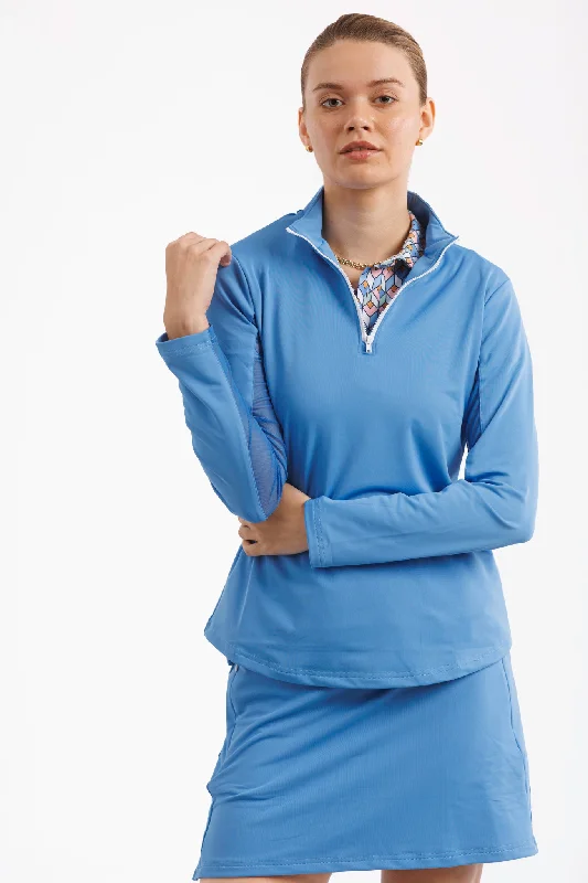 The Ava 1/4 Zip Pullover - Hydrangea Preppy Women's College