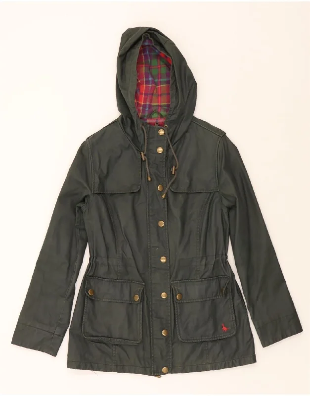 JACK WILLS Womens Hooded Utility Jacket UK 10 Small Khaki Cozy Women's Sherpa - lined