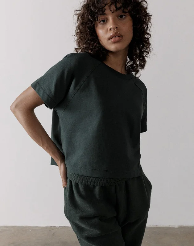 The Womens Crop Tee in Earth Green Dynamic Women's Moto