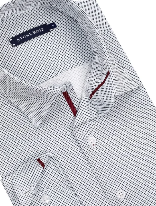 White Dry Touch Micro Dot Print Long Sleeve Shirt Laid - back Women's Style