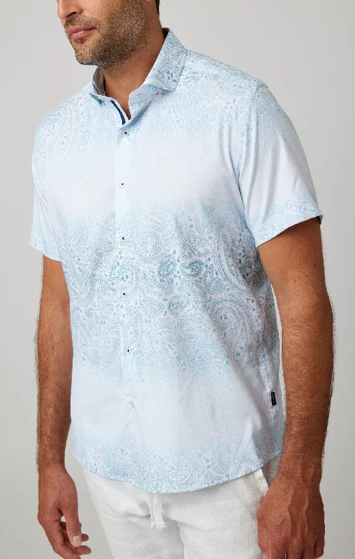Light Blue Galactic Short Sleeve Shirt Streetwear Style for 