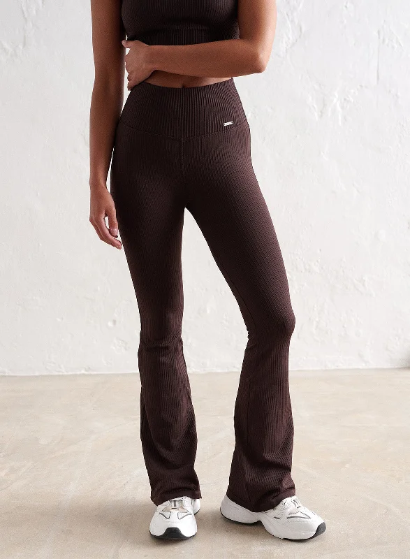 Cacao Ribbed Seamless Flare Petite Tights Bold Women's Statement