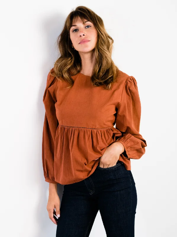 Lauren Babydoll Top - Mocha Bisque Bold Women's Statement