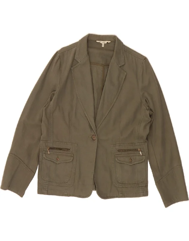 LAURA ASHLEY Womens 1 Button Blazer Jacket UK 16 Large Khaki Cotton Sporty Women's Tennis LAURA ASHLEY Womens 1 Button Blazer Jacket UK 16 Large Khaki Cotton Sporty Women's Tennis