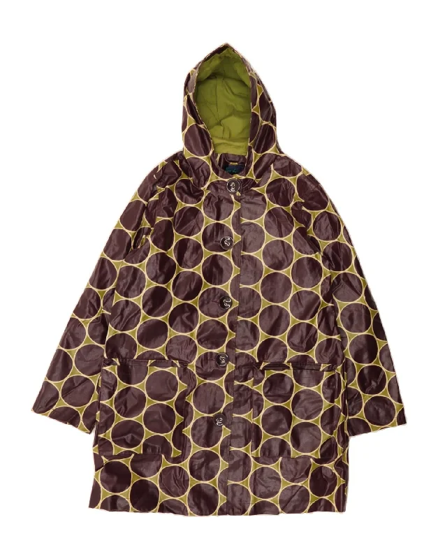 BODEN Womens Hooded Overcoat UK 14 Large Purple Geometric Cotton Traditional Women's 