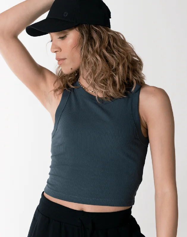 Ribbed Crop Vest in Orbit Vacation
