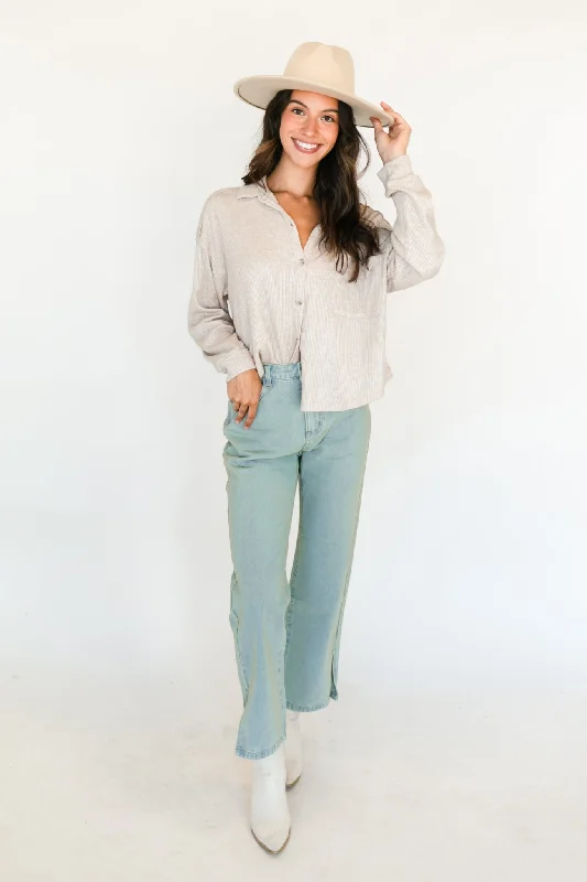 Adore You Denim Pants Cozy Women's Sherpa - lined