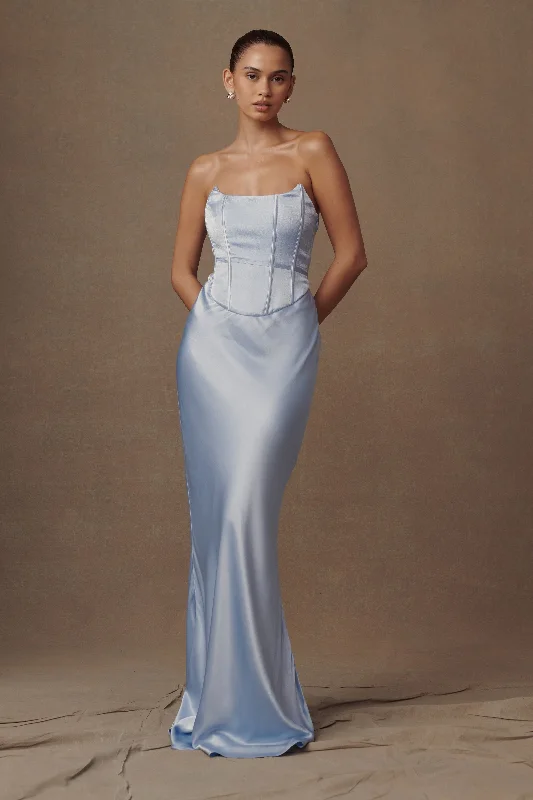 Harlow Satin Strapless Maxi Dress - Cornflower Blue Refined Women's 