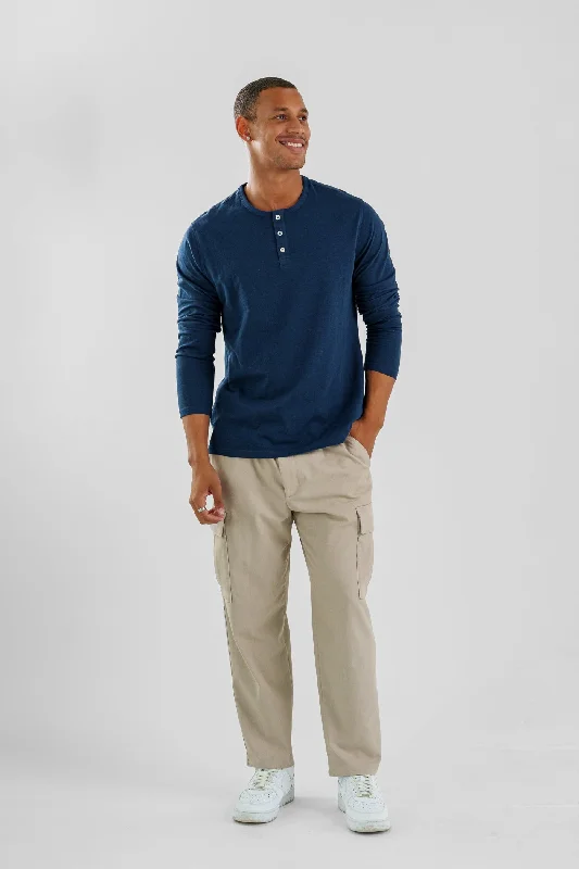 TRAILBLAZER - Navy Solid 3 Buttons Henley Sporty Women's Athleisure 