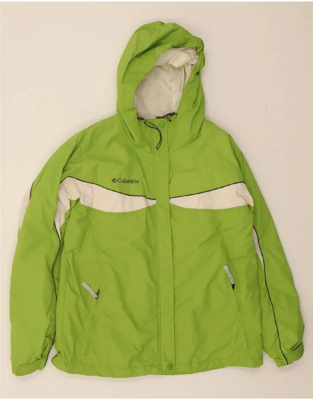 COLUMBIA Womens Hooded Windbreaker Jacket UK 18 XL Green Colourblock Nylon Sustainable Organic COLUMBIA Womens Hooded Windbreaker Jacket UK 18 XL Green Colourblock Nylon Sustainable Organic