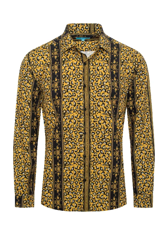 Gold Leopard Print L/S Shirt 4413 Dapper Women's 1920S