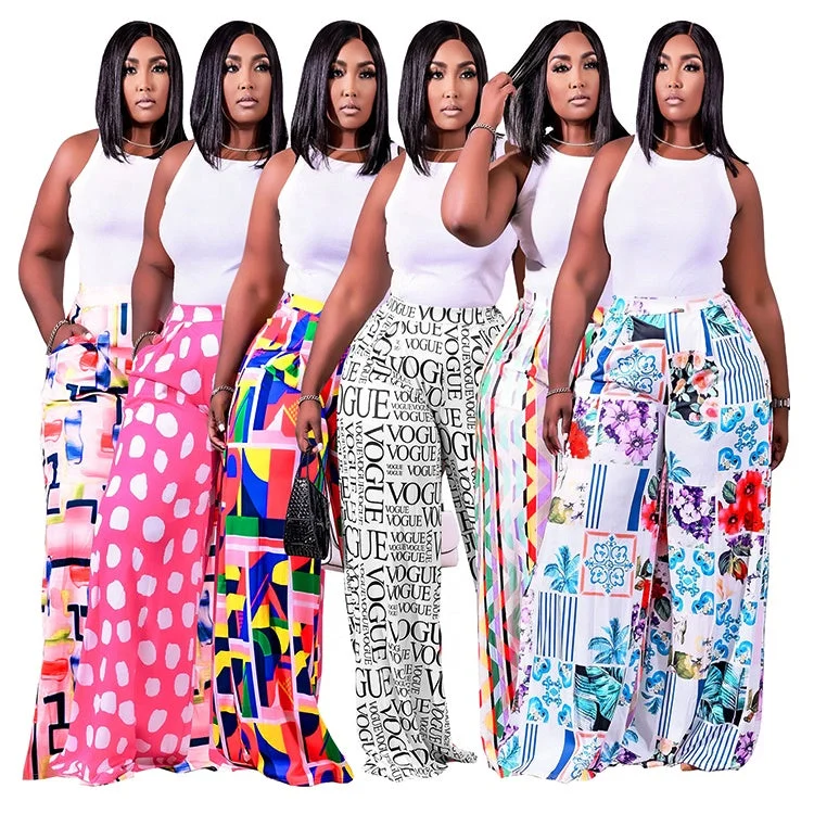 Wholesale Autumn New Style Beautifully Printed Fashion Casual Multicolor Wide Leg Girls' Casual Pants purpose Wholesale Autumn New Style Beautifully Printed Fashion Casual Multicolor Wide Leg Girls' Casual Pants purpose