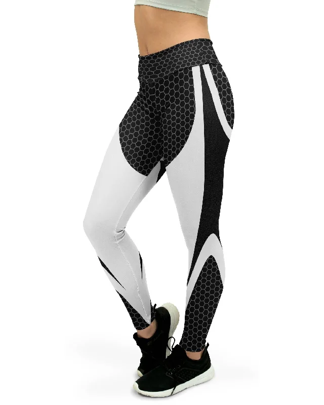Black & White Honeycomb Carbon Yoga Pants Relaxed Women's 