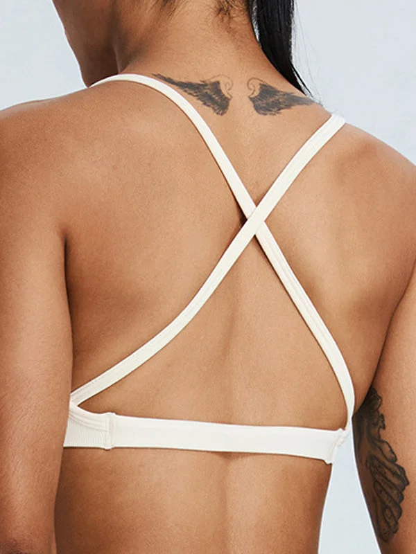 ZASUWA Female Solid Color U Collar Cross Back Quick Dry Sports Bras Vintage Women's 1970S ZASUWA Female Solid Color U Collar Cross Back Quick Dry Sports Bras Vintage Women's 1970S