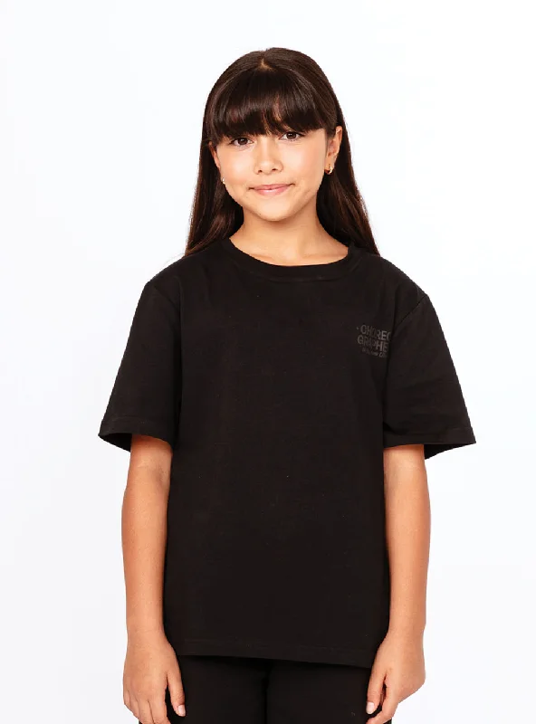 Kids U Logo Baggy Tee Black Sleek Women's 