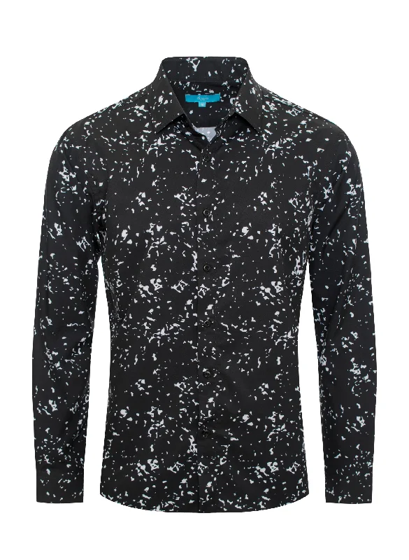 Long Sleeve shirt with Black and White abstract Design Modern Women's 