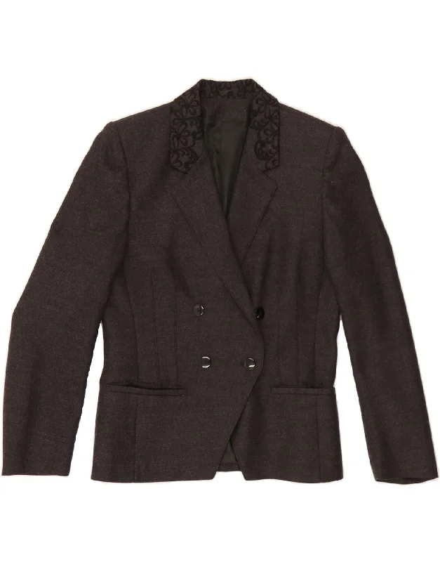 VINTAGE Womens Double Breasted Blazer Jacket IT 42 Medium Grey Paisley Feminine Women's Style VINTAGE Womens Double Breasted Blazer Jacket IT 42 Medium Grey Paisley Feminine Women's Style