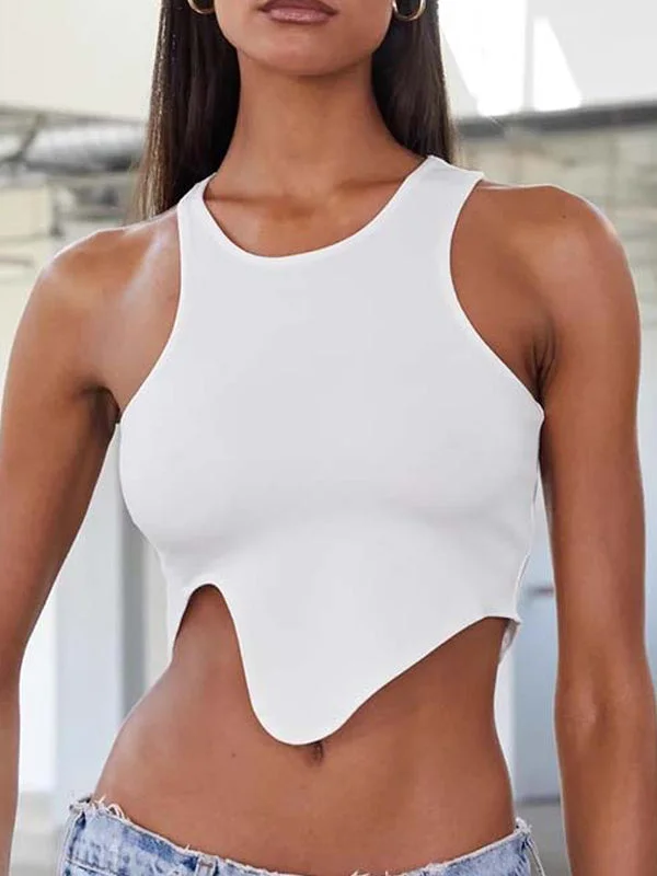 ZASUWA Female Sexy Round Neck Irregular Design Tanks Confident Women's High - fashion ZASUWA Female Sexy Round Neck Irregular Design Tanks Confident Women's High - fashion