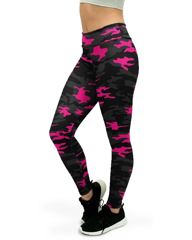 Dark Pink Camo Yoga Pants Earthy Women's Hemp - based