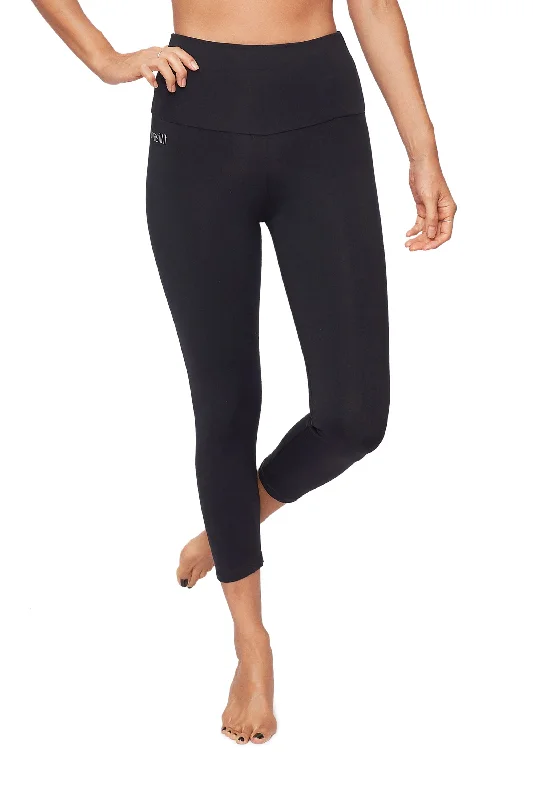 High-Waisted Supplex Mid Calf Legging Casual Women's Japanese 