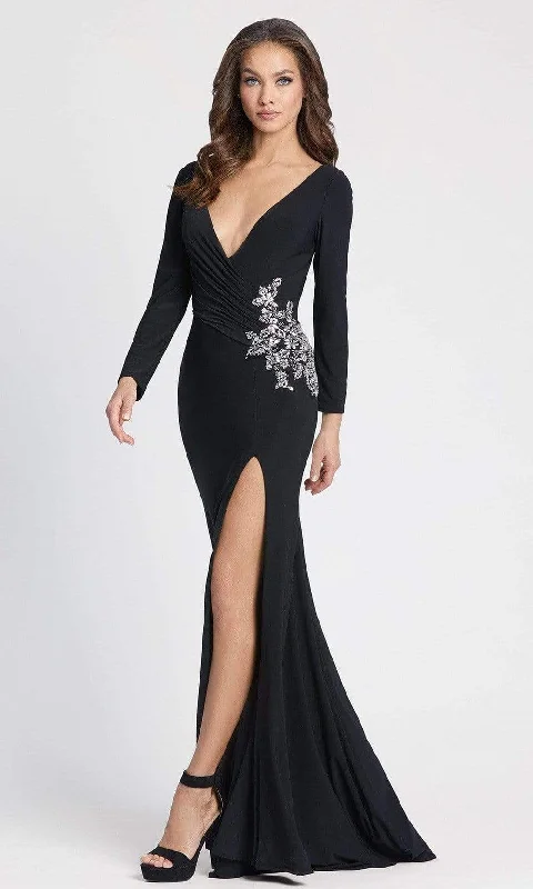 Ieena Duggal - 41016 Long Sleeve Beaded High Slit Dress Traditional Women's Wool