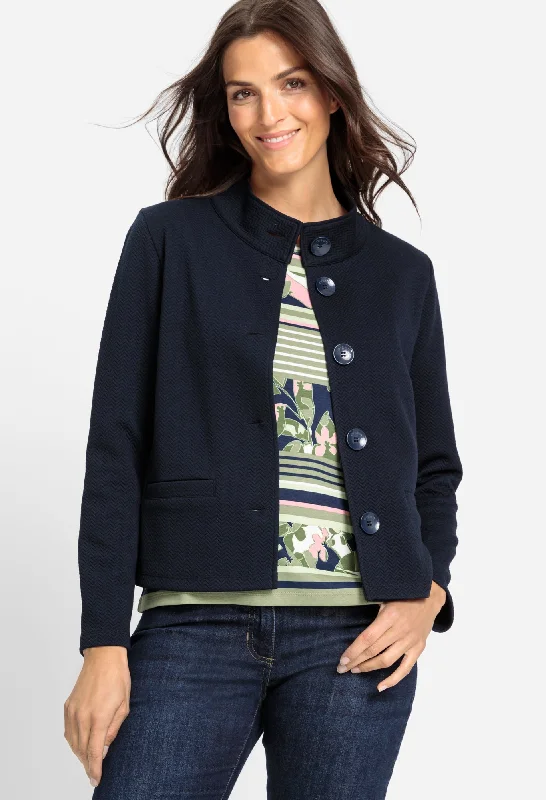 Herringbone Cropped Jacket Practical Women's Multi - 