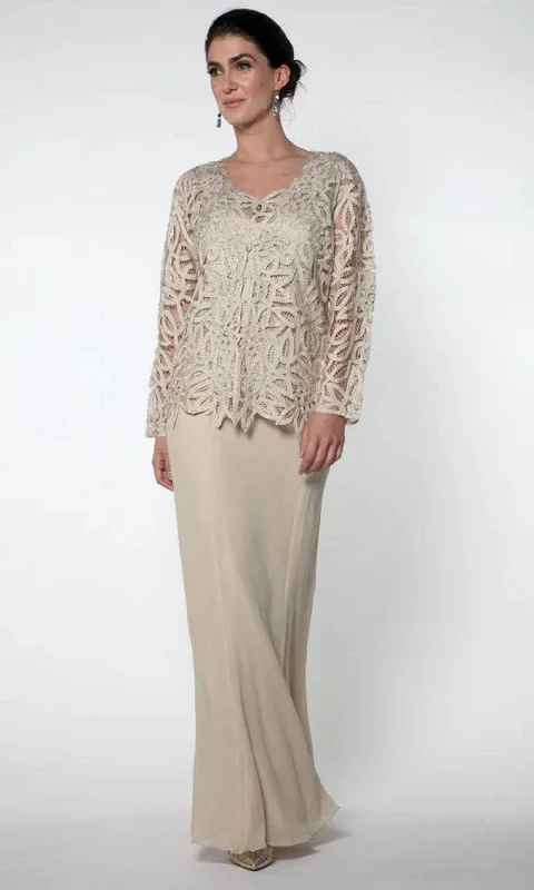 Soulmates D888709 - V-Neck Twin Set With Solid Skirt Dynamic Women's High - energy