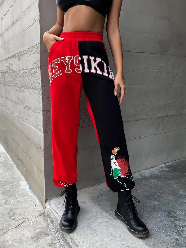Sporty Colorblock Drawstring Natural Long Women Pants Casual Women's Loose - fitting Sporty Colorblock Drawstring Natural Long Women Pants Casual Women's Loose - fitting
