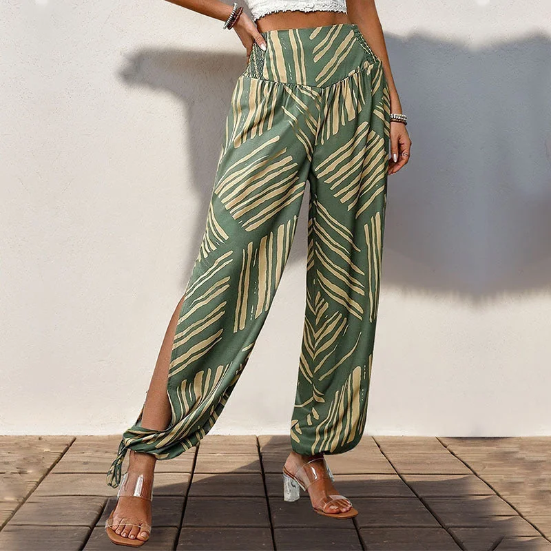 Boho Split Pants Summer Wholesale Womens Clothing N3824062800032 Refined Women's Velvet Boho Split Pants Summer Wholesale Womens Clothing N3824062800032 Refined Women's Velvet