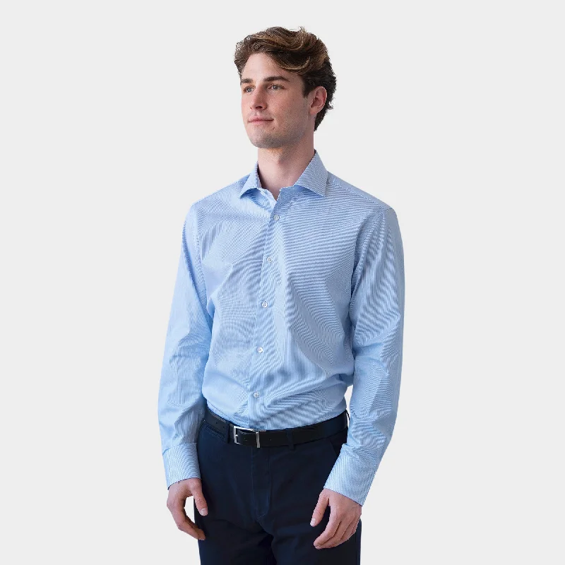 Men's Blue Striped Dress Shirt Relaxed Women's 