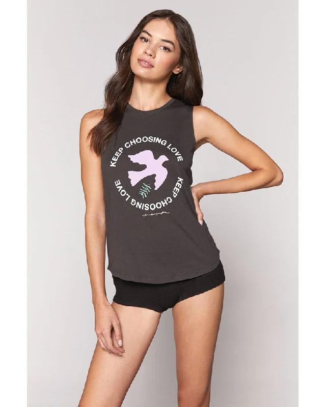 Spiritual Gangster Dove Muscle Tank - SP10411019 - Womens - Vintage Black Artistic Women's Hand - painted Spiritual Gangster Dove Muscle Tank - SP10411019 - Womens - Vintage Black Artistic Women's Hand - painted