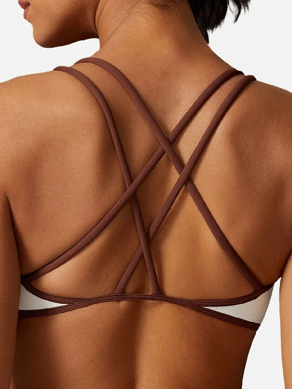 ZASUWA Female Cross Beautify Back Hollow Out U Collar Sports Bras British Gentlewoman Style