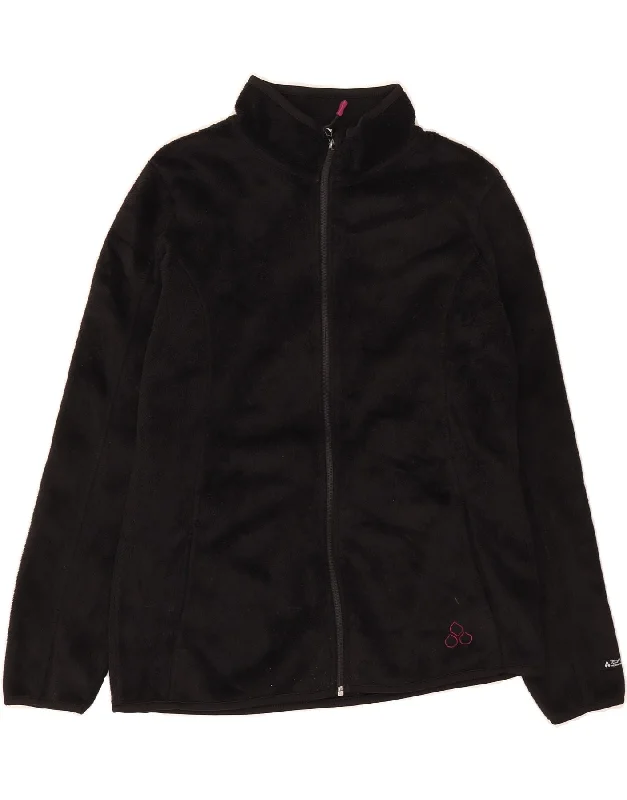 VINTAGE Womens Fleece Jacket UK 12 Medium Black Polyester Classic Women's Pin - striped VINTAGE Womens Fleece Jacket UK 12 Medium Black Polyester Classic Women's Pin - striped
