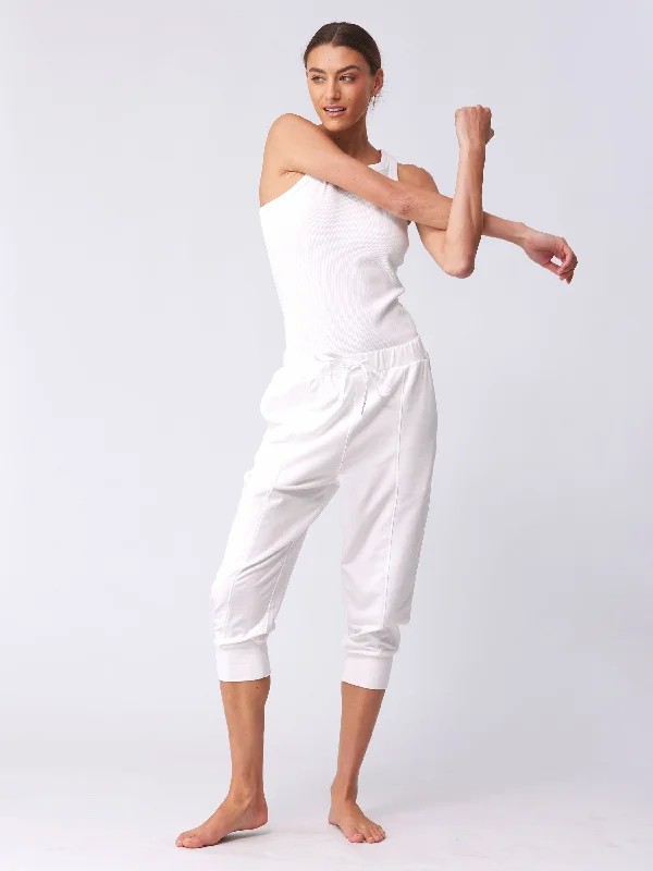 Breeze French Terry Cropped Jogger - White Monochromatic All - in - one