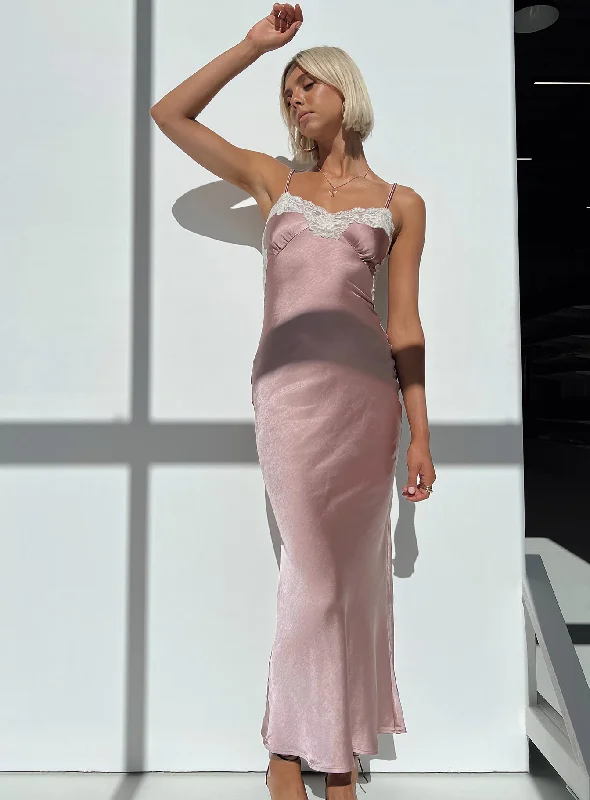 Alexina High Back Maxi Dress Pink Youthful Women's Pop