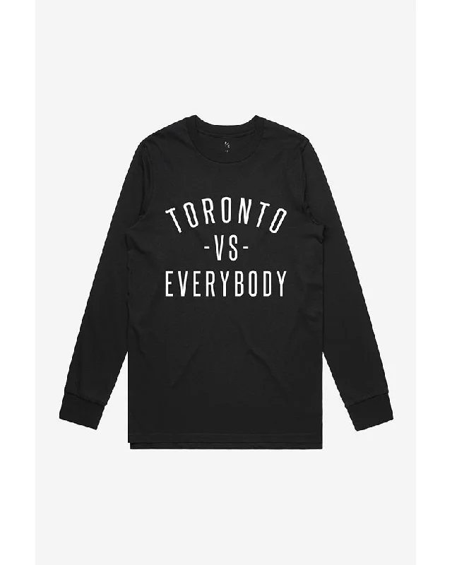 Peace Collective Toronto -vs- Everybody Long Sleeve Shirt - Womens/Mens - Black Refined Women's Hand - crafted Peace Collective Toronto -vs- Everybody Long Sleeve Shirt - Womens/Mens - Black Refined Women's Hand - crafted