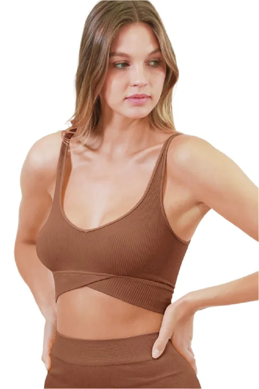 NikiBiki Ribbed Crossover Bra Top NS8116 Stylish Women's Tropical 