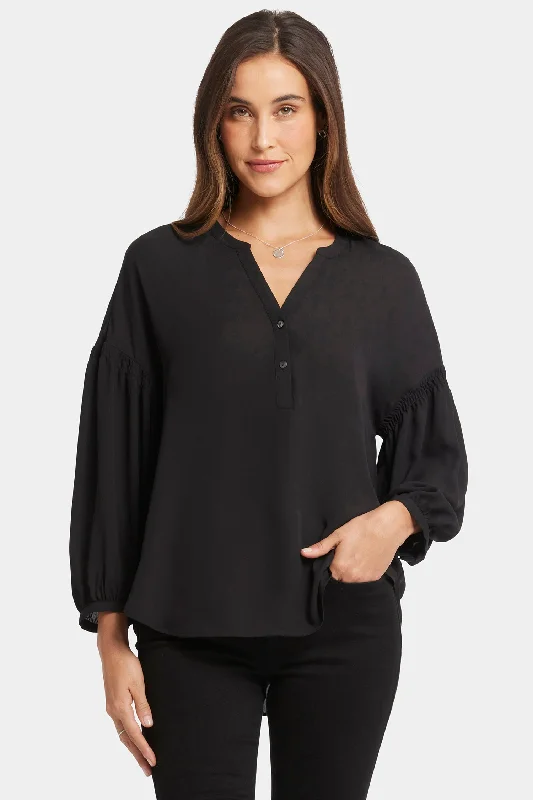 Paulina Peasant Blouse - Black Refined Women's 