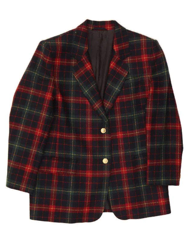 MARINA SPORT Womens 3/4 Sleeve Blazer Jacket Size 19 Small Navy Blue Plaid Confident Women's Power MARINA SPORT Womens 3/4 Sleeve Blazer Jacket Size 19 Small Navy Blue Plaid Confident Women's Power