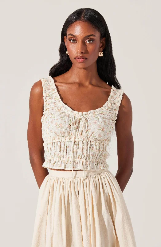 Kissel Floral Eyelet Cropped Top Sleek Women's 