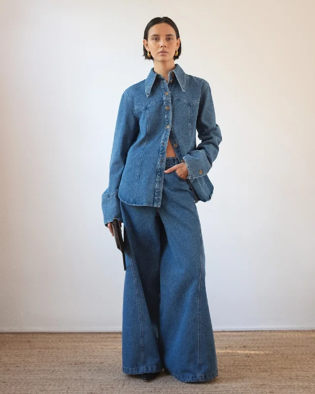 Camilla Shirt Organic Cotton Denim Blue Sleek Women's 