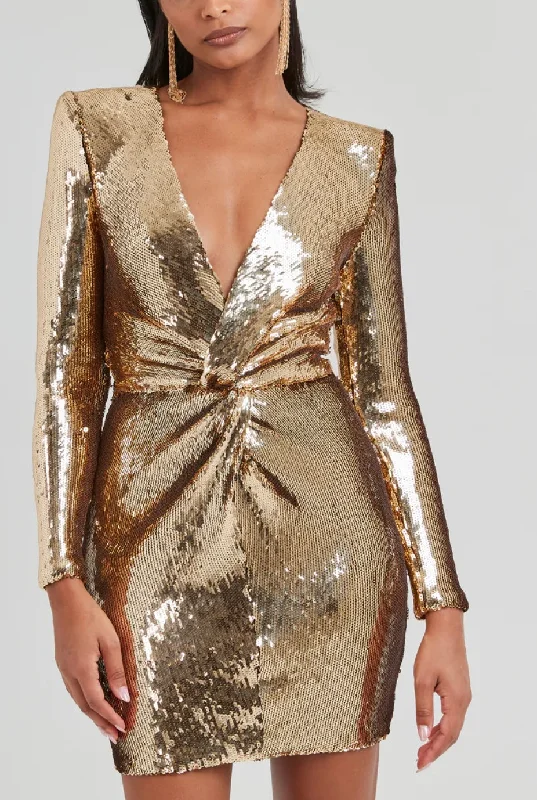 Nadine Merabi Jodie Gold Dress Modern Women's Tech