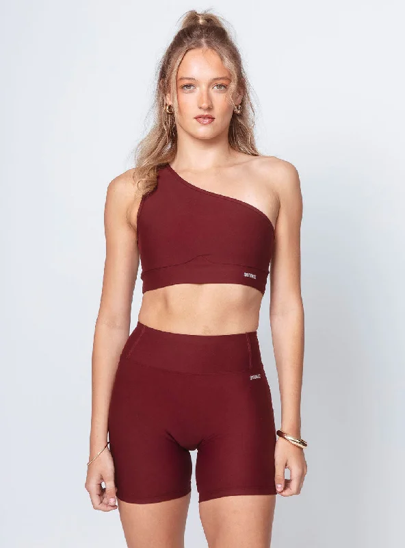 Women's Solo Shoulder Top Maroon Sleek Women's Metallic