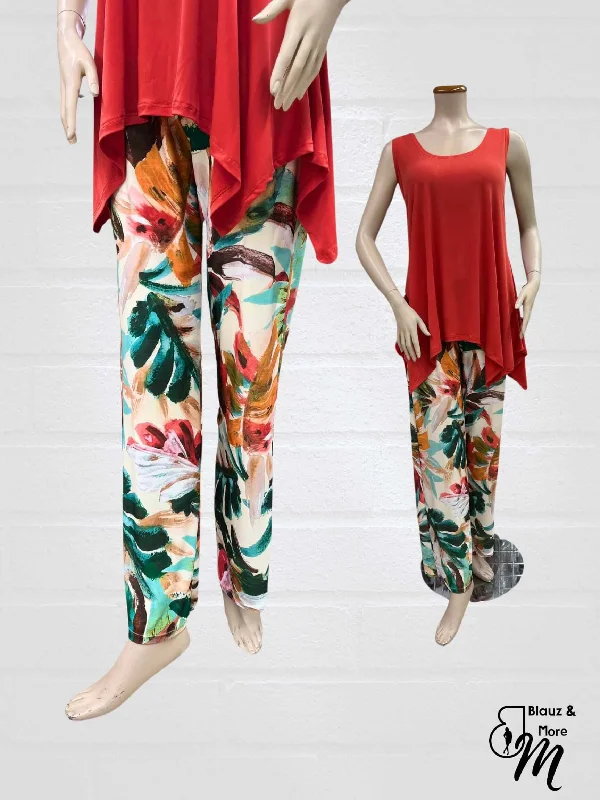 Mid Rise Straight Leg Pull-on Printed Palazzo - P2016 Youthful Women's Pop