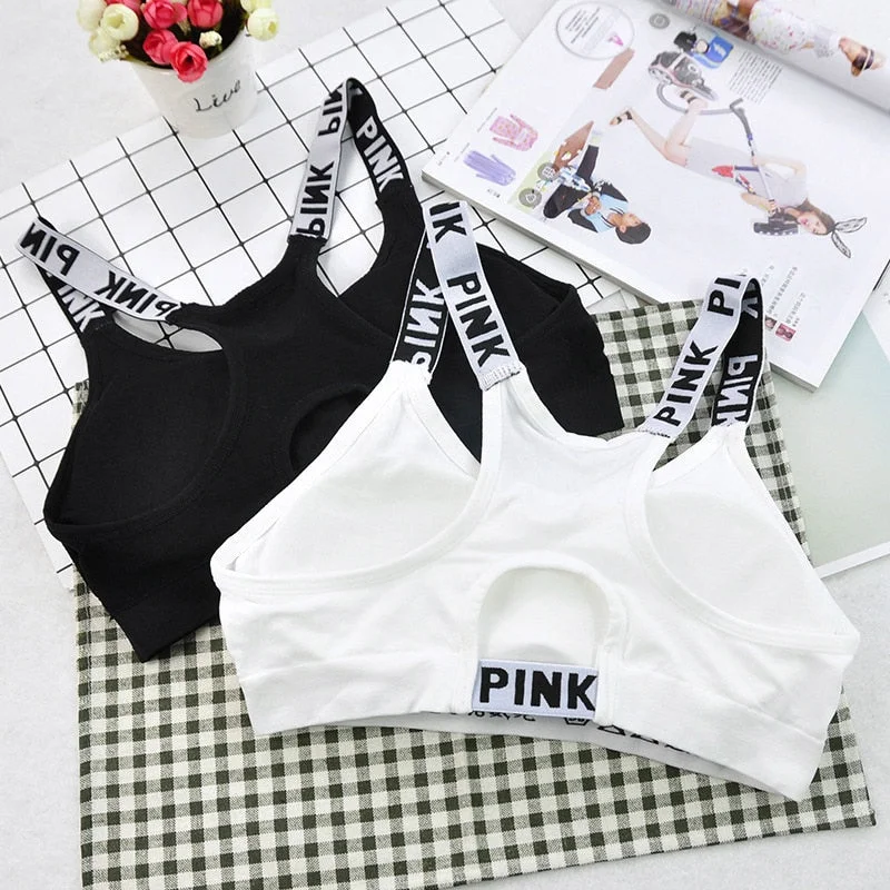 Sport Bra Top Black Padded Monochromatic Office Style